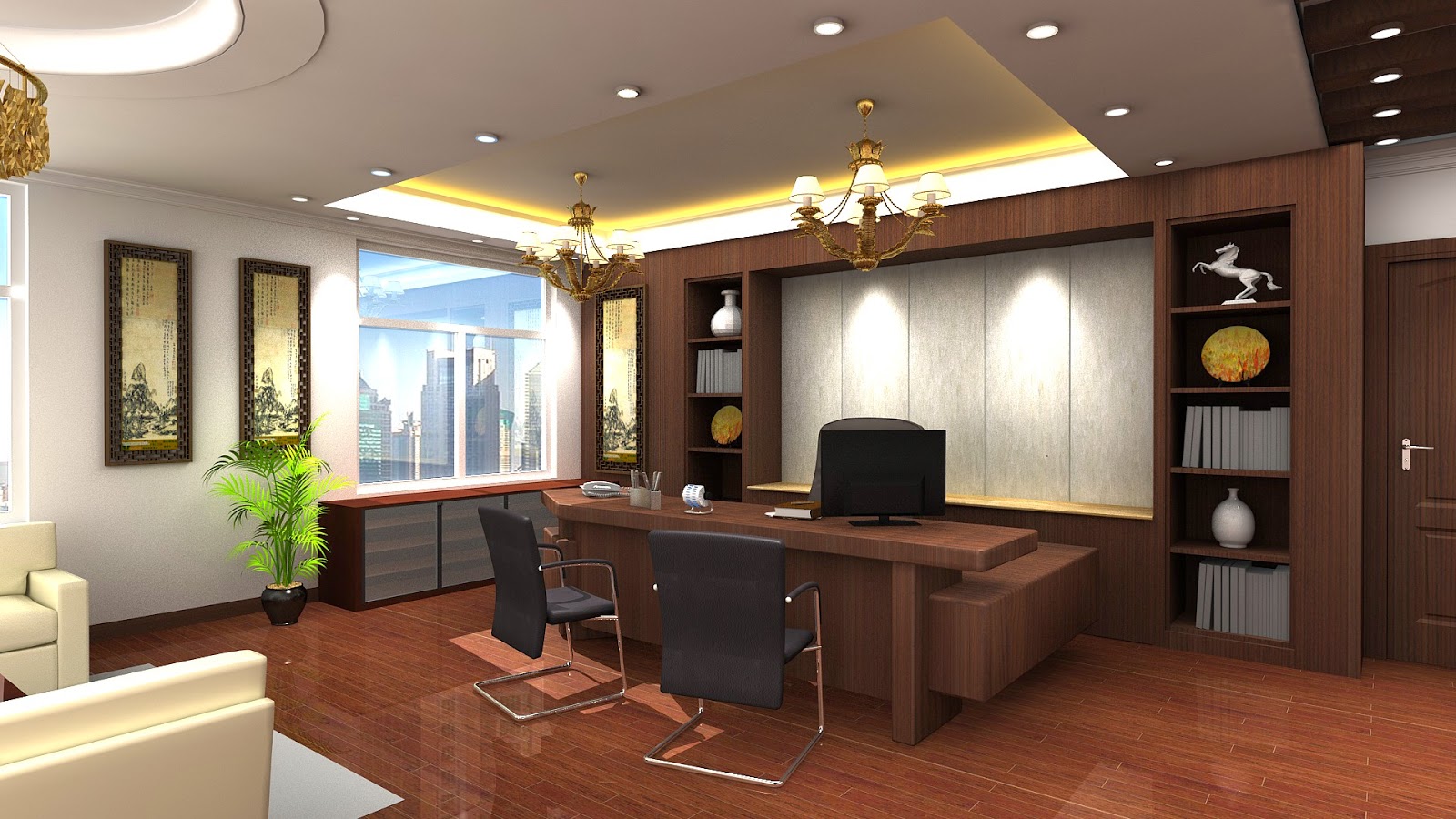Lựa chọn các thiết bị nội thất phù hợp với không gian căn phòng làm việc của nữ giám đốc.